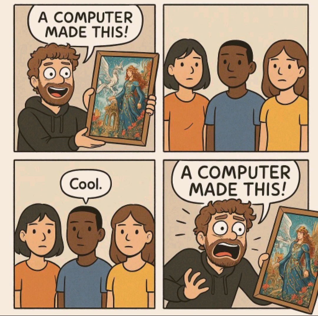 Altman convincing people of the value of AI generated art. Sourced off Reddit.